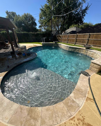 Sparkling clean residential pool with crystal clear water